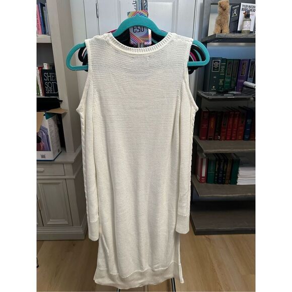 Banana Republic cold shoulder cable knit sweater dress Women’s S White‎ - Picture 4 of 4
